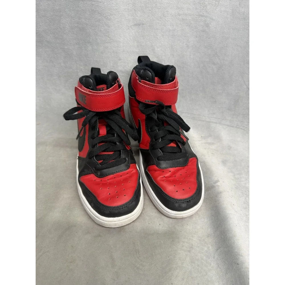 Nike Court Borough Mid 2 Shoes Youth Size 5.5Y Red Black Sneakers CD7782-602